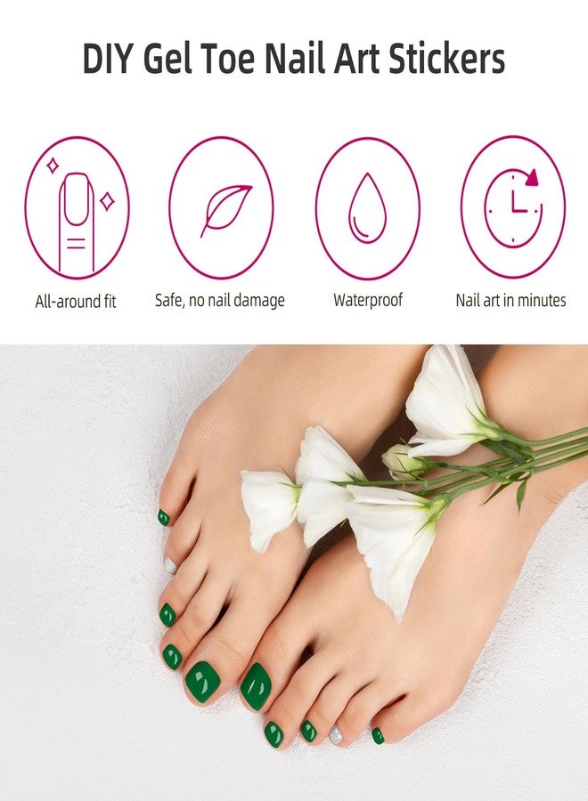 DUKASOU Semi Cured Gel Toenail Strips, 26 PCS Gel Toenail Stickers for Any UV Lamps(Not Included), Long Lasting Pedicure Nail Strips for Women Full Nails Wraps(Forest Green) - Image 4